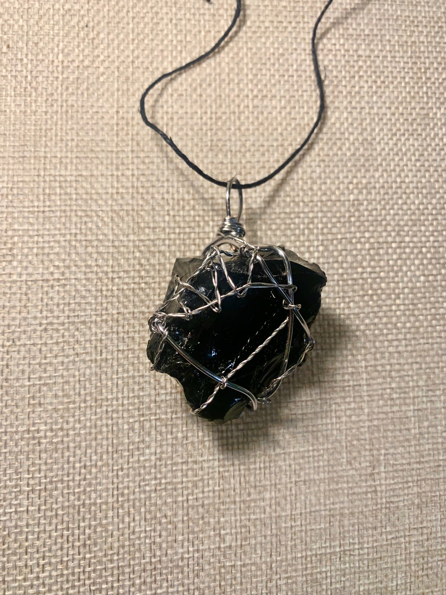 Wire Wrapped Black Obsidian