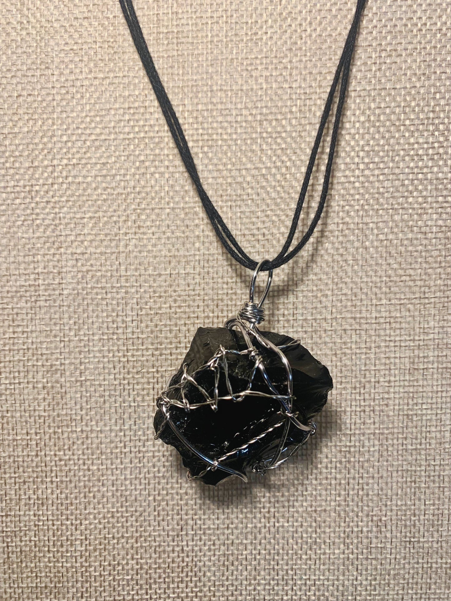 Wire Wrapped Black Obsidian