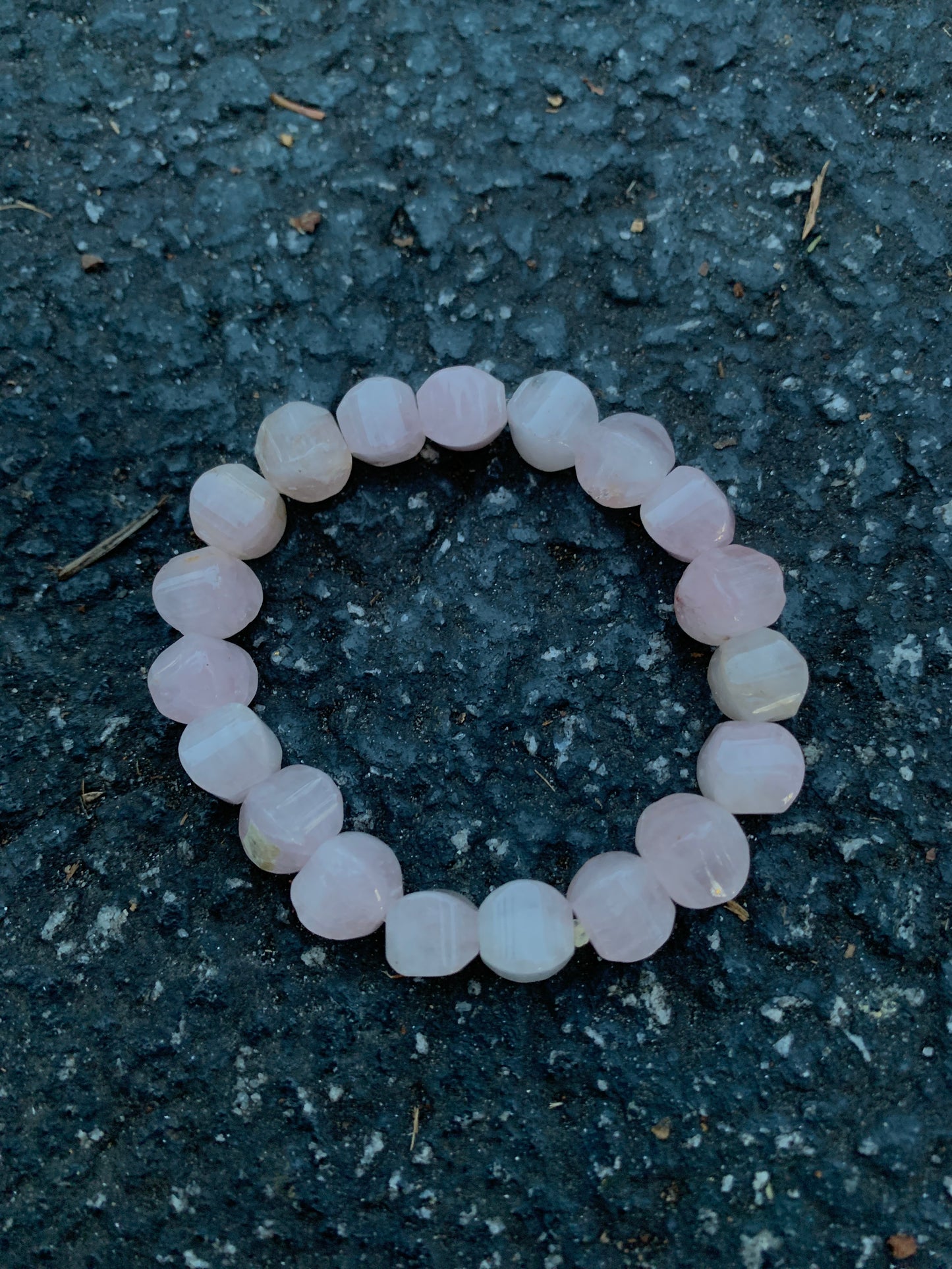 Rose Quartz Round Cube Bracelet