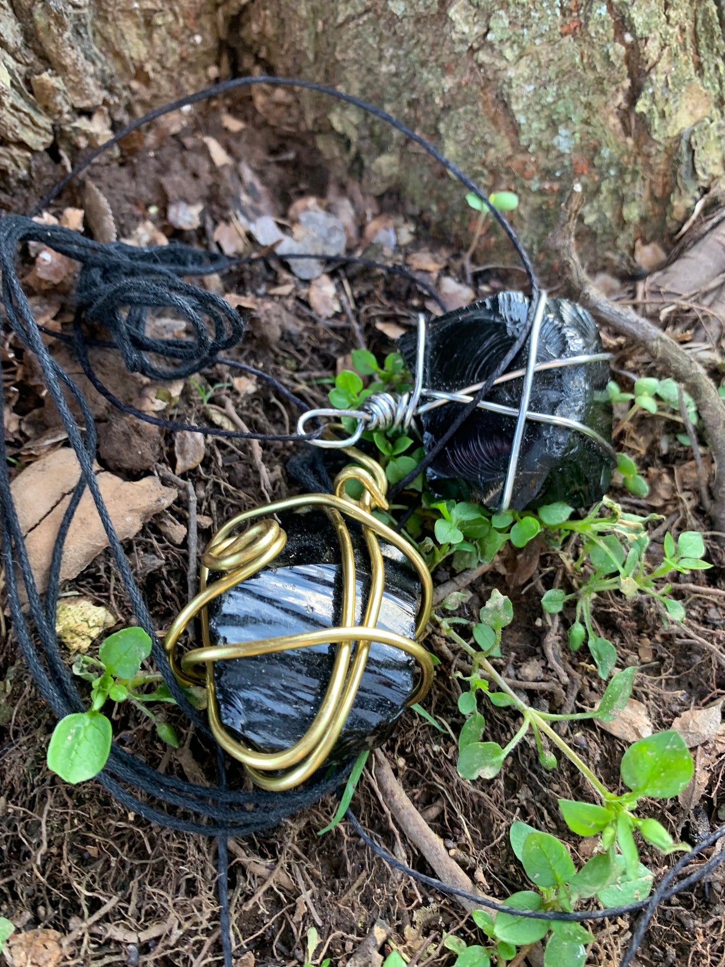 Wire Wrapped Black Obsidian